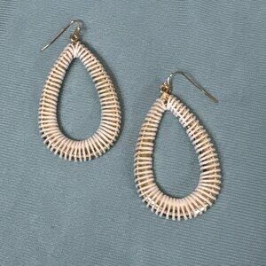 Gold Tone Teardrop Thread Wrapped Shepherd Hood Earrings Gold Creme Fashion‎